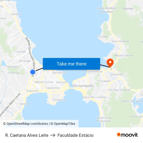 R. Caetana Alves Leite to Faculdade Estácio map