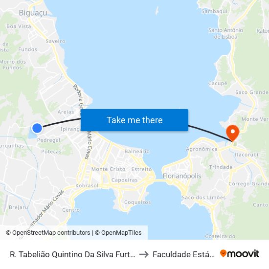 R. Tabelião Quintino Da Silva Furtado to Faculdade Estácio map