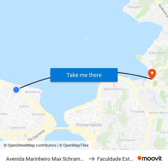 Avenida Marinheiro Max Schramm, S/N to Faculdade Estácio map