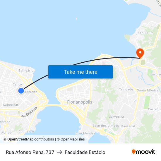 Rua Afonso Pena, 737 to Faculdade Estácio map