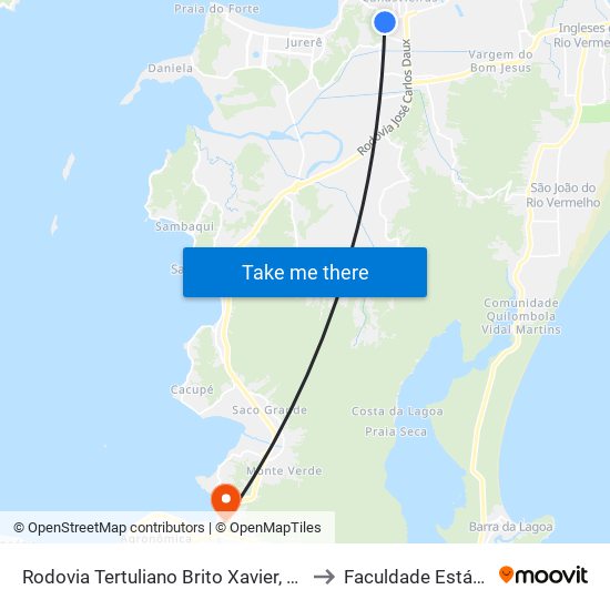 Rodovia Tertuliano Brito Xavier, 661 to Faculdade Estácio map