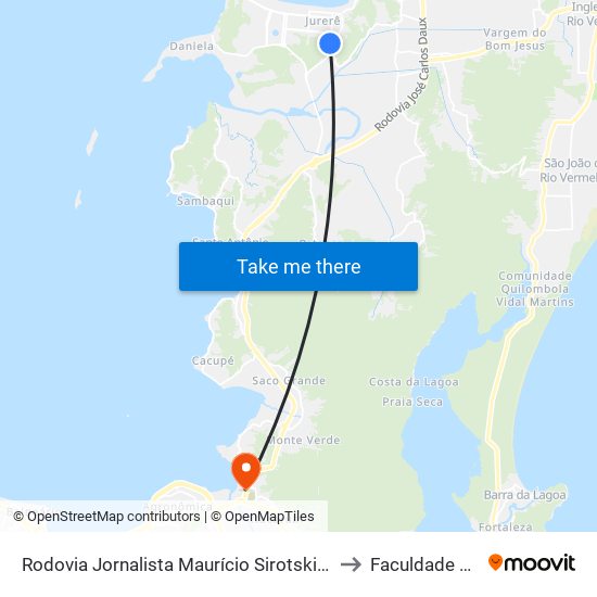 Rodovia Jornalista Maurício Sirotski Sobrinho, 5243 to Faculdade Estácio map