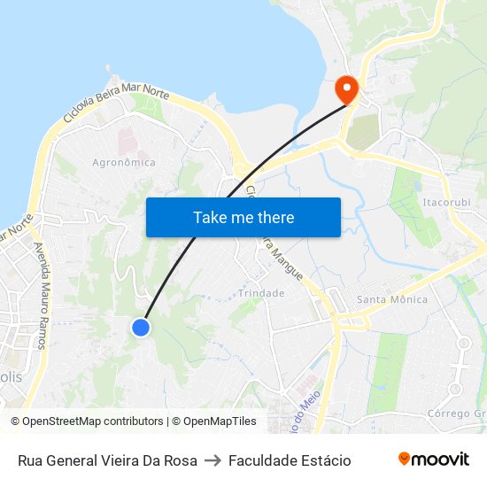 Rua General Vieira Da Rosa to Faculdade Estácio map