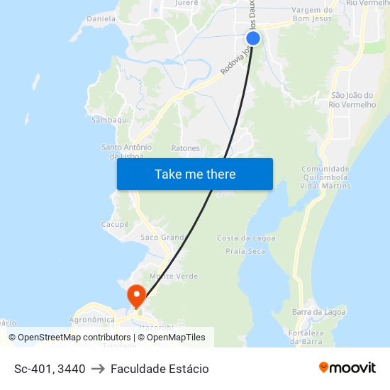 Sc-401, 3440 to Faculdade Estácio map