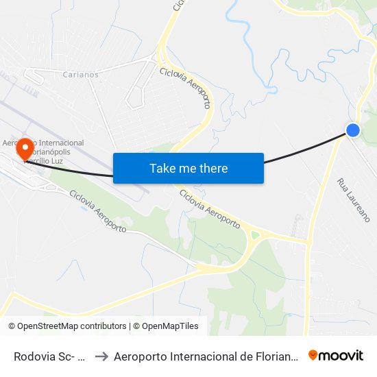 Rodovia Sc- 405 to Aeroporto Internacional de Florianópolis map