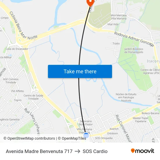 Avenida Madre Benvenuta 717 to SOS Cardio map