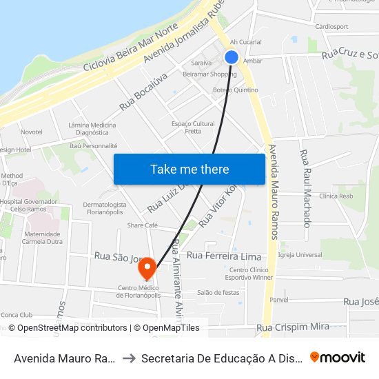 Avenida Mauro Ramos to Secretaria De Educação A Distância map