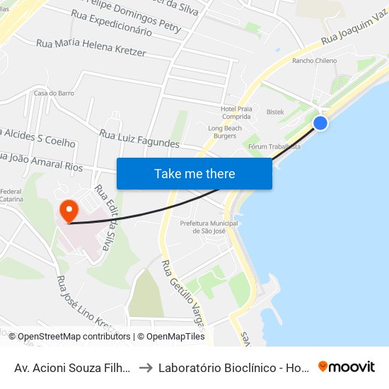Av. Acioni Souza Filho (Bistek) to Laboratório Bioclínico - Hosp. Regional map