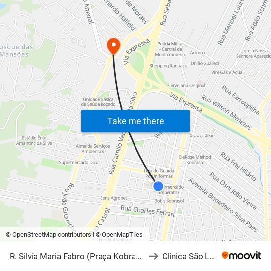 R. Silvia Maria Fabro (Praça Kobrasol) to Clinica São Luiz map