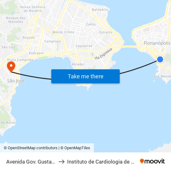 Avenida Gov. Gustavo Richard to Instituto de Cardiologia de Santa Catarina map