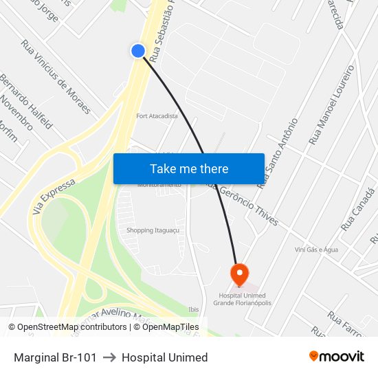 Marginal Br-101 to Hospital Unimed map