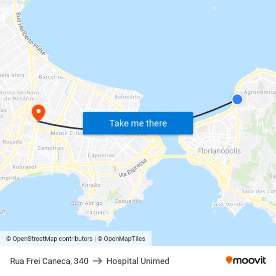 Rua Frei Caneca, 340 to Hospital Unimed map