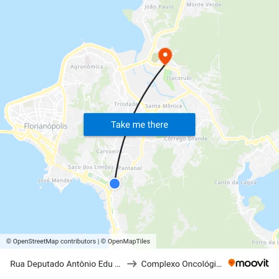 Rua Deputado Antônio Edu Vieira, 94 (001) to Complexo Oncológico - CEPON map