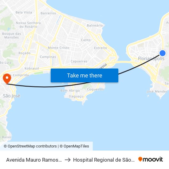 Avenida Mauro Ramos, 950 to Hospital Regional de São José map