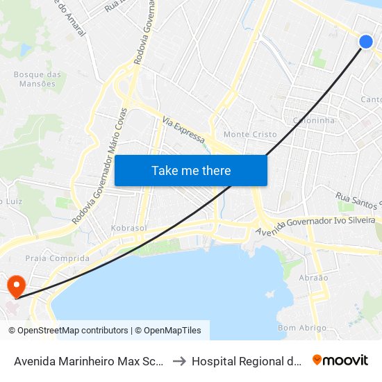 Avenida Marinheiro Max Schramm, 2301 to Hospital Regional de São José map