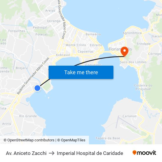 Av. Aniceto Zacchi to Imperial Hospital de Caridade map