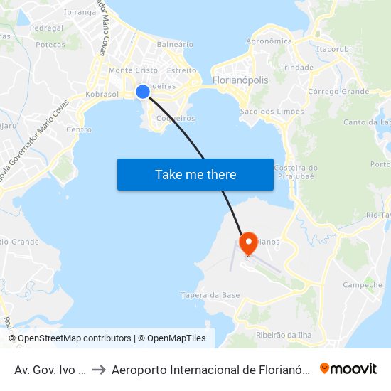 Av. Gov. Ivo Silveira to Aeroporto Internacional de Florianópolis / Hercílio Luz map