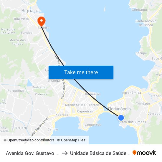 Avenida Gov. Gustavo Richard to Unidade Básica de Saúde Saveiro map