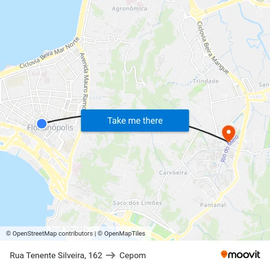 Rua Tenente Silveira, 162 to Cepom map