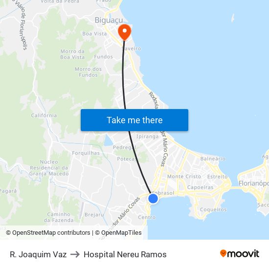 R. Joaquim Vaz to Hospital Nereu Ramos map