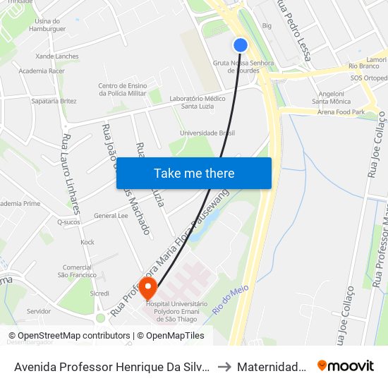 Avenida Professor Henrique Da Silva Fontes / Beira-Mar Norte to Maternidade HU - UFSC map