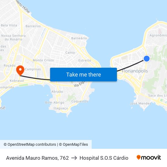 Avenida Mauro Ramos, 762 to Hospital S.O.S Cárdio map