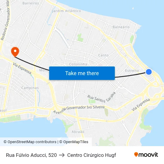 Rua Fúlvio Aducci, 520 to Centro Cirúrgico Hugf map