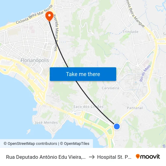 Rua Deputado Antônio Edu Vieira, 94 (001) to Hospital St. Patrick map