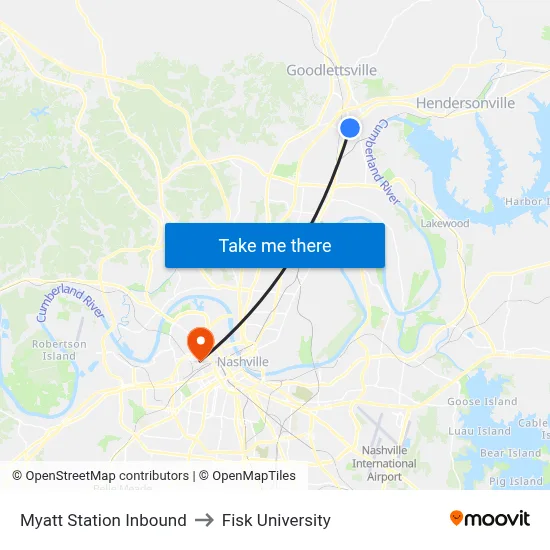 Myatt Station Inbound to Fisk University map