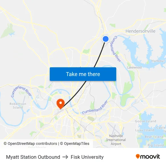 Myatt Station Outbound to Fisk University map