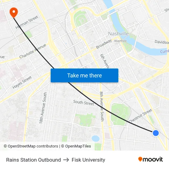 Rains Station Outbound to Fisk University map