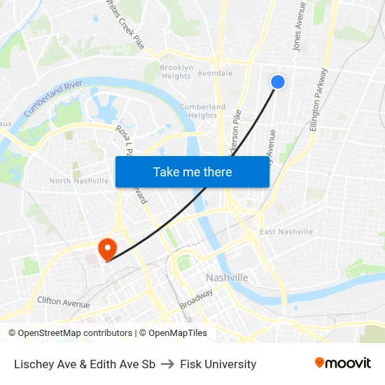 Lischey Ave & Edith Ave Sb to Fisk University map