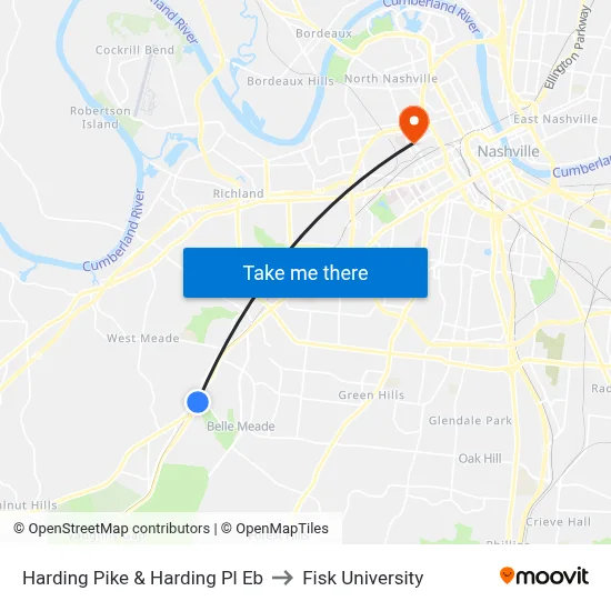 Harding Pike & Harding Pl Eb to Fisk University map
