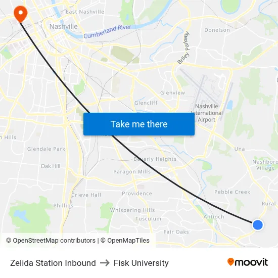 Zelida Station Inbound to Fisk University map