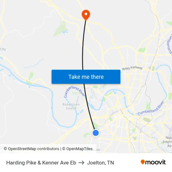 Harding Pike & Kenner Ave Eb to Joelton, TN map