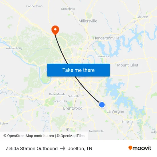Zelida Station Outbound to Joelton, TN map