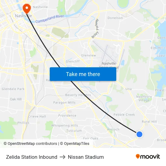 Zelida Station Inbound to Nissan Stadium map
