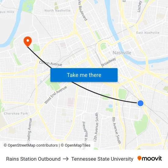 Rains Station Outbound to Tennessee State University map