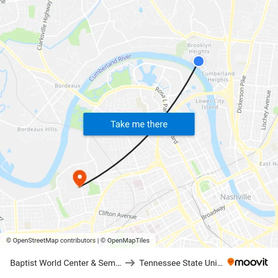 Baptist World Center & Seminary Sb to Tennessee State University map