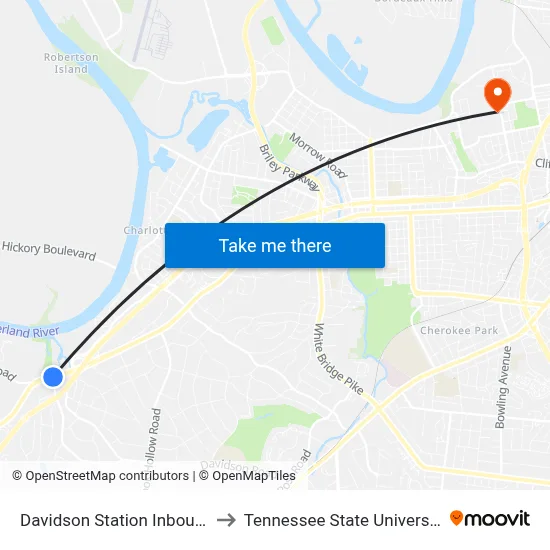 Davidson Station Inbound to Tennessee State University map