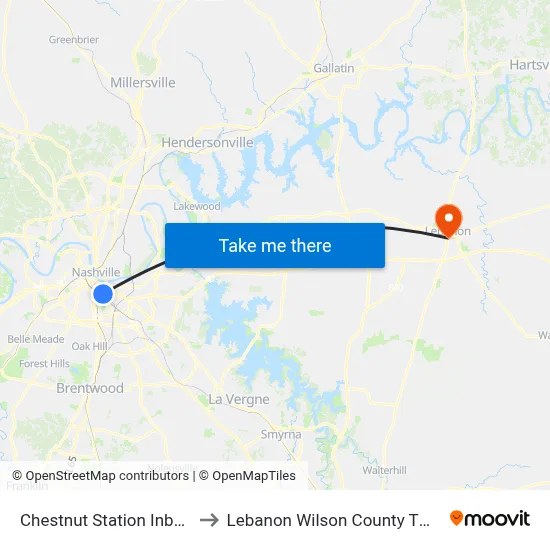 Chestnut Station Inbound to Lebanon Wilson County TN USA map