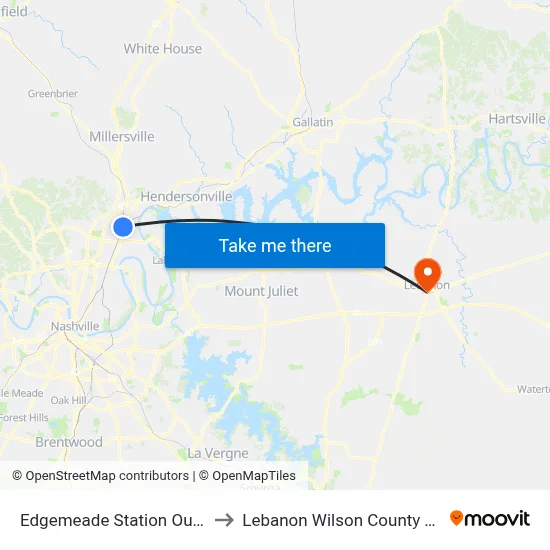 Edgemeade Station Outbound to Lebanon Wilson County TN USA map