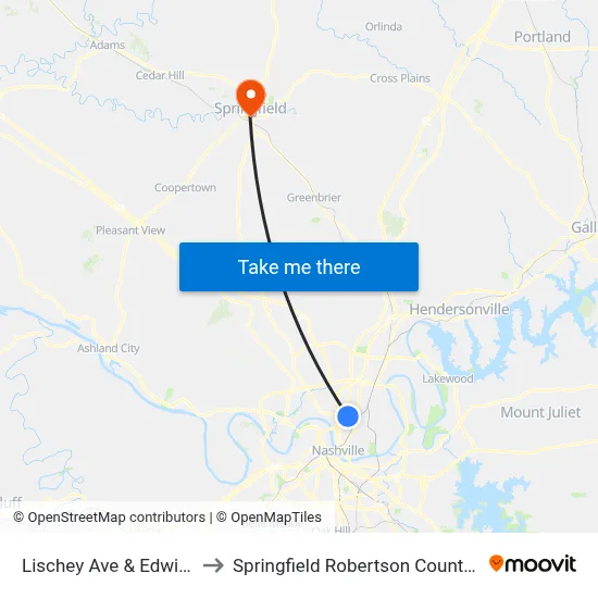 Lischey Ave & Edwin St Sb to Springfield Robertson County TN USA map