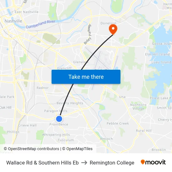 Wallace Rd & Southern Hills Eb to Remington College map