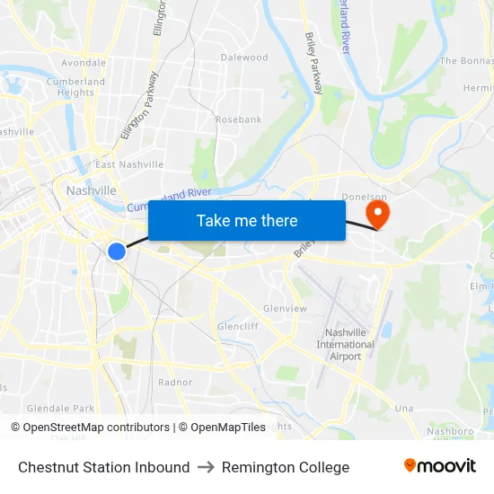 Chestnut Station Inbound to Remington College map