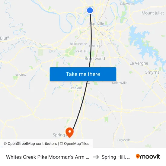 Whites Creek Pike  Moorman's Arm Rd to Spring Hill, TN map