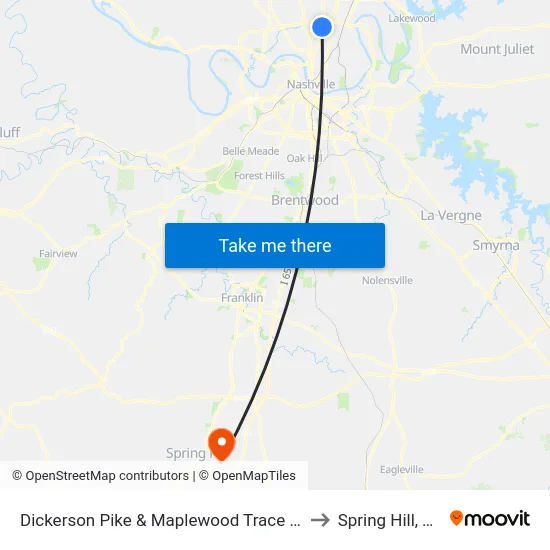 Dickerson Pike & Maplewood Trace Sb to Spring Hill, TN map