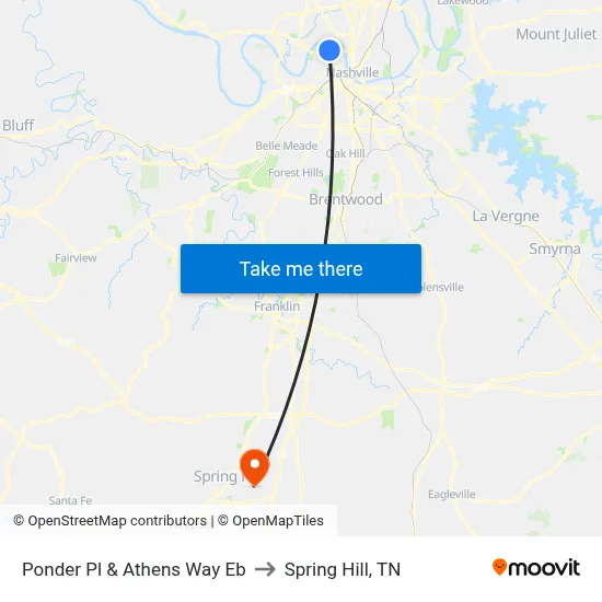 Ponder Pl & Athens Way Eb to Spring Hill, TN map