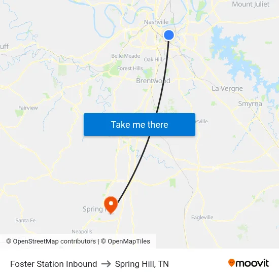 Foster Station Inbound to Spring Hill, TN map