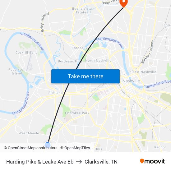 Harding Pike & Leake Ave Eb to Clarksville, TN map